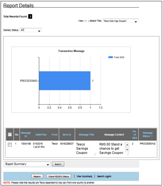 Console Report Summary-Report Details